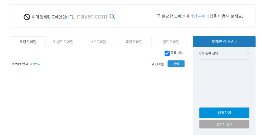 네이버의 도메인 소유 현황