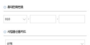 사업용 신용카드 등록 화면